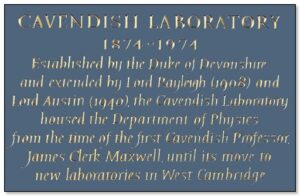 कॅव्हेंडिश प्रयोगशाळा, केंब्रिज (Cavendish Laboratory, Cambridge)