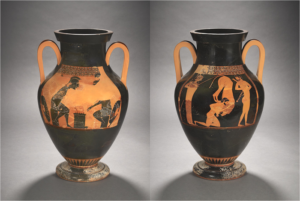 ग्रीक मृत्पात्र चित्रकला : द्विभाषिक कलश चित्रण (Greek Pottery Painting : Bilingual vase painting)